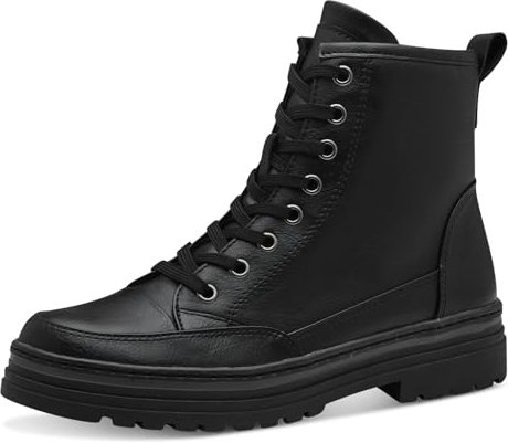 MARCO TOZZI Damen Stiefeletten zum Schnüren Flach mit Reißverschluss, Schwarz (Black), 40 EU