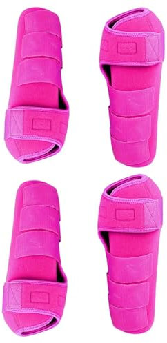 Colcolo 4-teiliges Pferdestiefel-Beinschutz-Set, verstellbar, bequem, Neopren, wiederverwendbar, atmungsaktiv, Pferdeschutz-Set, Beinausrüstung für unsere Tür, ROSA, l