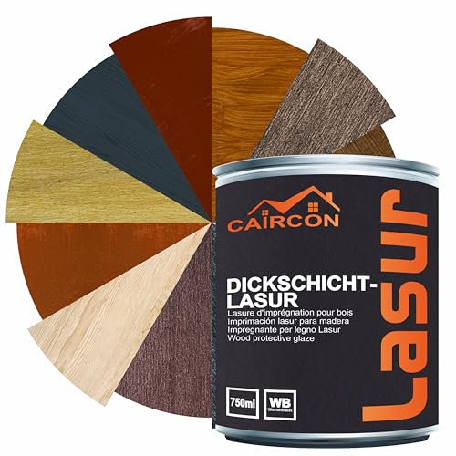 Holzlasur 2in1 Holzschutzlasur Dauerschutzlasur Dickschichtlasur - Eiche Hell 750ml