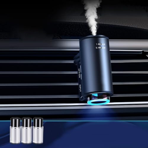 für Auto-Aroma-Diffusor, elektrischer Auto-Luftdiffusor, Aroma-Luftbefeuchter, Aromatherapie-Lufterfrischer, Parfüm, Autoduft mit 3 essentiellen Flaschen (blau)