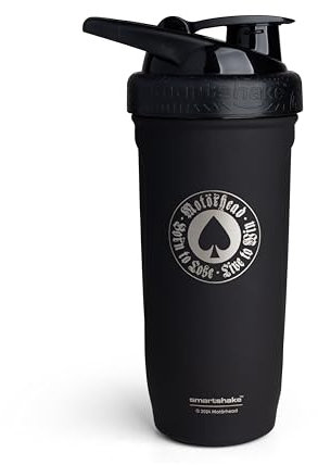 Smartshake Rockband Reforce Protein Shaker Edelstahl 900 ml | 30 oz – Auslaufsicherer Schraubdeckel – BPA-frei – Nicht isoliert – Unisex Gym Shaker Edelstahl – Motörhead, Born To Lose