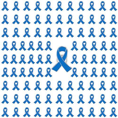 100 Pcs Octobre Rose Broche Ruban Rose Badge Sensibilisation Cancer du Sein 2024 Accessoires Chic et Élégant Pin's Octobre Rose Épinglettes Dans Bijoux Octobre Rose Femme (100PCS Blue, 6X4CM)