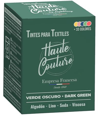 HAUTE COUTURE - Tinte para Ropa y Textil Verde - 350g - Verde Oscuro - Tinte Textil Todo en uno - Listo Para Teñir Ropa y Tejidos
