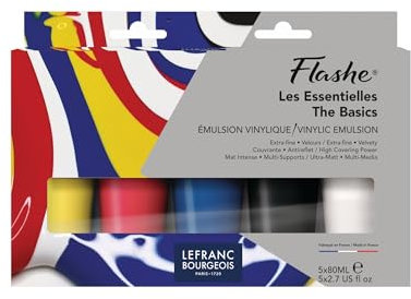Lefranc Bourgeois Flashe Lot de 5 tubes de peinture vinyle de 80 ml