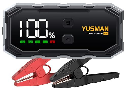 YUSMAN Avviatore Batteria Auto - 6000A Portatile Booster Avviamento Auto per 12V (fino a ALL Gas/10.0L Diesel), Avviatore di emergenza con cavo di sicurezza, Starter Batteria Auto, LED, QC3.0