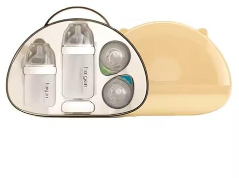 EverAyRes Glass Baby Bottles Set | Premium Anti-Colic Newborn Bottles with Natural Latch Silicone Teats | BPA-Free, Durable & Safe | Includes Extra Nipples & Storage Lid