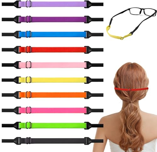 10Pcs Glasses Straps Adjustable Eyeglasses Strap No Tail Eyeglasses Holders Around Neck Multicolored Eyewear Retainer Spectacle Straps Sports Sunglasses Eyewear Retainer for Big Kids Men Women(8-13in)