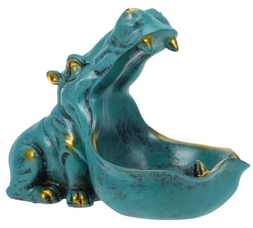 VALICLUD Adorable Hippo Sculpture Key Holder Candy Bowl Fun Resin Decor for Living Bedroom Office Whimsical Mouth Hippo Serving Dish for Keys Treats