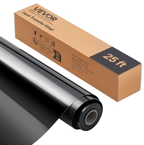 VEVOR Rotolo Vinile Termoadesivo per Tessuti 304,8 x 7260 mm, Pellicola per Plotter in Vinile a Trasferimento Termico per Macchine da Taglio, per Magliette Cuscini Cappelli