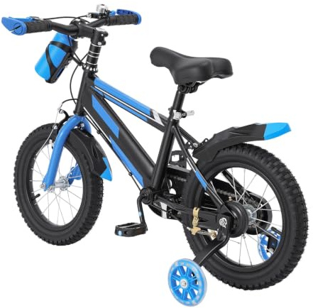 Linanty Bicicleta infantil de 14 pulgadas para niños de 3 a 7 años, bicicleta infantil ajustable con ruedines y botella, capacidad de carga 60 kg