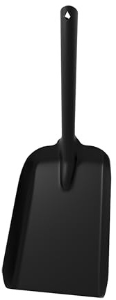 Calidola Kaminschaufel mit Spritzschutz, schwer belastbar 33,5 cm Kohle- und Asche-Werkzeug, 11 cm breite Klinge, schwarz pulverbeschichtet