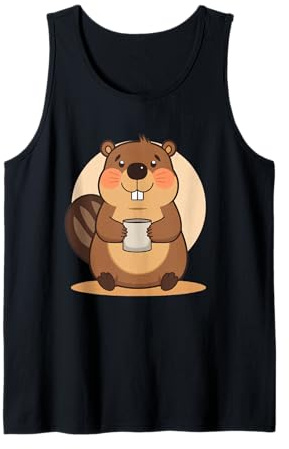 Castor Mignon avec Tasse – Illustration Cosy Débardeur