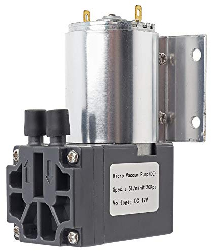 RiToEasysports Vacuum Pump, DC 12V 5L/min 120kpa Mini Vacuum Pump for Gas Analysis Sampling, Instrument and Lab Use with Low Noise Oil- Design