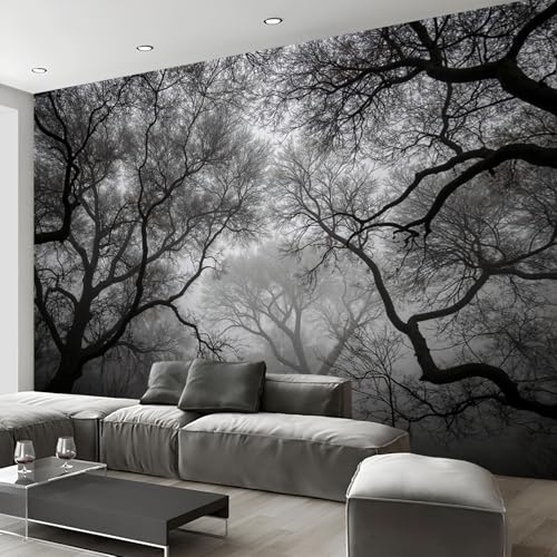 WIVCOMD Gothic Style Wallpaper Mysterious Magic Forest Decorative Silk Wallpaper Black Wallpaper Mural for Bedroom Living Room Mural Poster - 400 x 280 cm