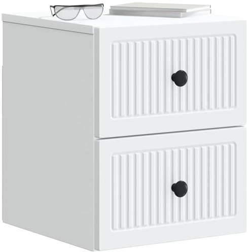 vidaXL Wandmontierter Nachttisch 2 pcs Weiß 33 x 34,5 x 40 cm, Retro Wohnzimmer Stauraum, rechteckige Wandmöbel, platzsparende Schränke, Coole Deko-Organizer