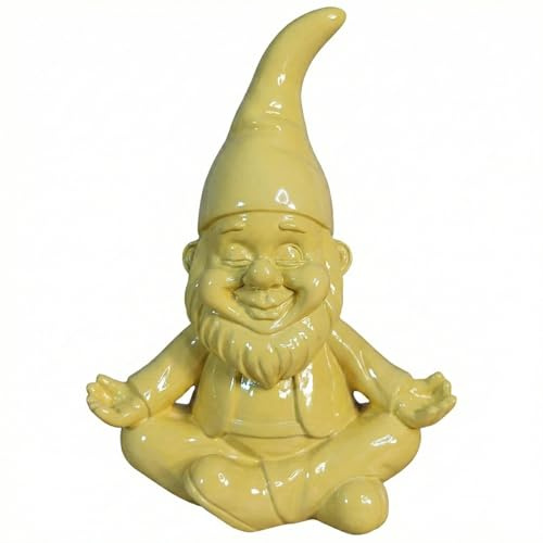 colourliving GartenPoser ZenPoser Yoga Gartenzwerg in Pastell Hochglanz, Moderne Zwerg Deko für Garten, Terrasse und Balkon, lustiger Gartenzwerg für außen, 6 Farben (LemonPop, 15 cm)