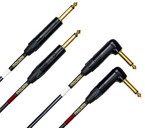 Mogami Gold Key S-06R Unbalanced Stereo Keyboard Instrument Cable, 1/4 TS Male Plugs, Gold Contacts, Dual Right Angle to Dual Straight Connectors, 6 Foot
