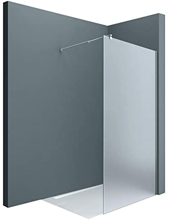doporro Parete Doccia Walk In 100x200 cm, Box Doccia in Vetro Temperato Satinato 8 mm Anticalcare, con Barra Stabilizzatrice e Profilo Cromato – Bremen01VS