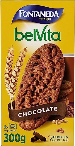 BelVita Leche y cereales Galletas crujientes para el desayuno 24 galletas, 6 paquetes, 5 harinas integrales nutritivas, para un desayuno sano y equilibrado, en casa y fuera, 300g