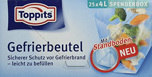 Toppits Gefrierbeutel, 4 Liter, Standboden, 25 Stück, Transparent