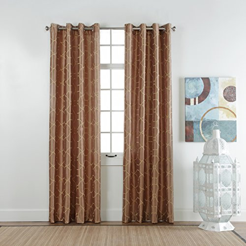 Stylemaster Madison Embroidered Faux Silk Grommet Panel, 54 x 84, Bronze