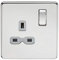 Knightsbridge SFR7000PCG Screwless 1G DP Switched Socket, Polished Chrome with Grey Insert, 13 A