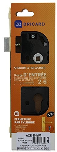 Bricard - 2605 - Serrure pour porte d'entrée- norme NF- axe à 50- sans cylindre- Noir