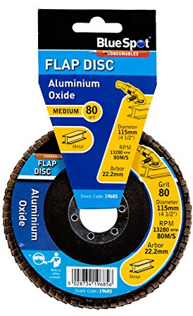 Blue Spot Tools 19685 80 Grit Individual Aluminium Flap Disc, Brown