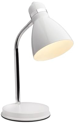 Newhouse Lighting NHDK-OX-WH Oxford Desk, Flexible Goose Neck Table Lamp with 40 Watt LED Bulb Included, White