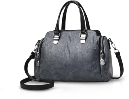 NICOLE&DORIS Damen Mode Taschen mit hohem Tragegriff Retro Handtaschen Schultertasche Umhängetasche Tragetaschen für Frauen Blau