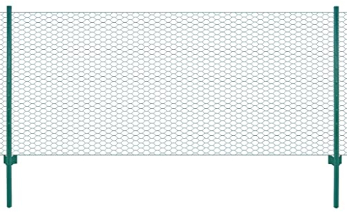 vidaXL Maschendrahtzaun mit Pfosten Komplett Set Maschendraht Zaun Zaunset Gartenzaun Drahtzaun Gehege Kaninchendraht Stahl 25x0,75m Grün 25mm