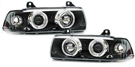 DM Autoteile Angel Eyes Scheinwerfer Black passt für E36 alle Modelle Coupe Cabrio 90-99