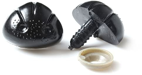 Sadingo Teddynasen in Schwarz | 23 x 17 mm - 25 Stück, Teddy-Nasen aus Hartplastik Acryl mit Unterlegscheiben, Sicherheitsnasen, Teddy selber basteln, DIY-Teddy, DIY-Plüschtiere, DIY-Kuscheltiere