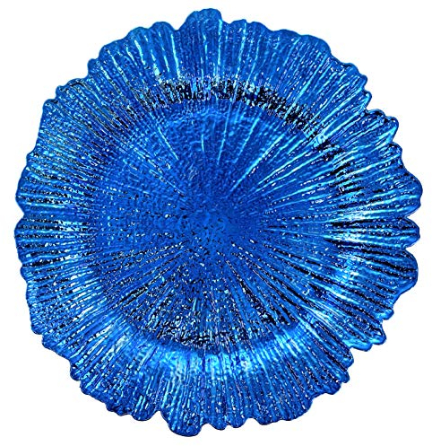 allgala 13-Inch 6-Pack Heavy Quality Round Plastic Charger Plates-Reef Royal Blue-HD80337