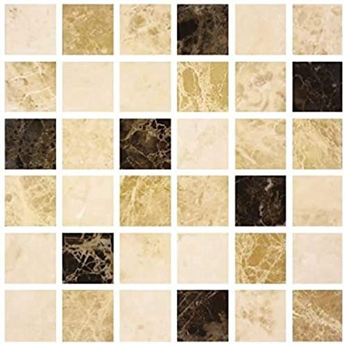 Pack of 20 Traditional Modern Art Tile transfers Stickers Peel and Stick backsplash Room Decor self Adhesive Oil Proof-Vintage Victorian Moroccan Black Cream Mosaic (Coffee Marble)