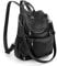 UTO Damen Rucksack Leder PU mit abnehmbarer Bauchtasche Umhängetasche Schule Schulrucksack Rucksackhandtaschen Multifunktionsrucksack Große Kapazität Schultertaschen Reißverschluss Schwarz