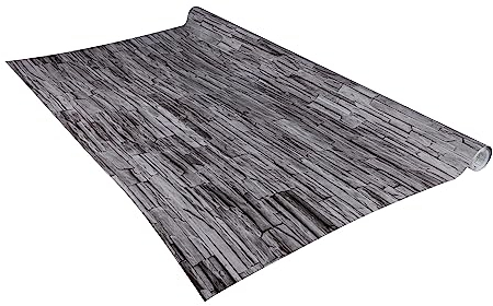 Venilia Klebefolie | Steinwand Schiefer Grau Weiß | 90 cm x 2,6 m, Stärke 160μ | selbstklebende Möbel-Folie, Dekofolie, Tapete, Küchenfolie | PVC ohne Phthalate | Made in EU