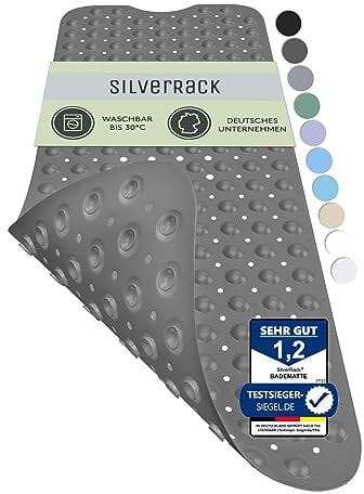 SilverRack Badewannenmatte 100x40 cm (Anthrazit) - Antirutschmatte Badewanne BPA frei für Kinder und Babys - Duschmatte schimmelresistent & maschinenwaschbar - Badematte rutschfest