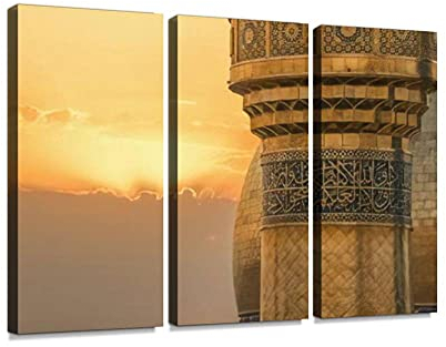 BELISIIS Imam Ali Shrine in Najaf Wandkunstwerk, exklusives Foto, Vintage-Gemälde, Druck auf Leinwand, Heimdekoration, Wandkunst, 3 Paneele, gerahmt, fertig zum Aufhängen