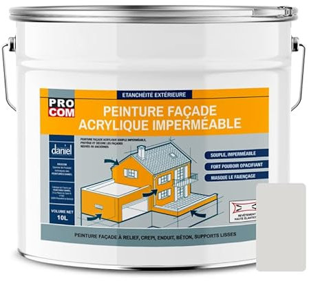 Peinture façade PROCOM crépi, façade à relief, imperméabilisation et protection des façades - Durable jusqu'à 10 ans 10 litres