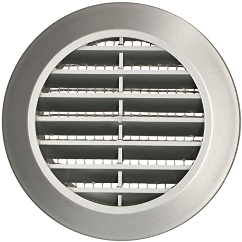KOTARBAU® - Griglia di ventilazione argento satinato e rotonda, diametro 60 mm, con griglia di protezione dagli insetti