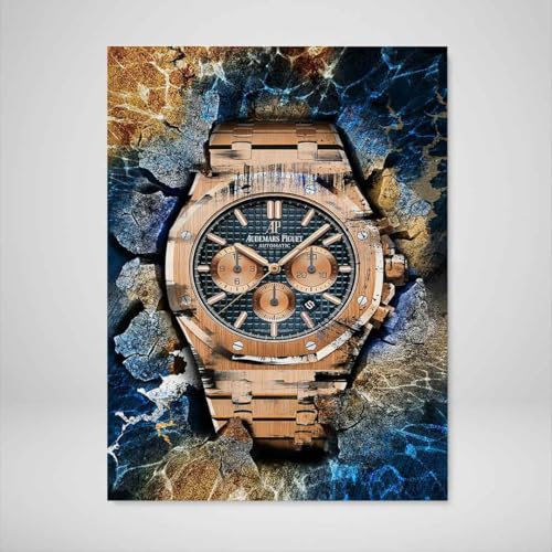 DEVICI Wandbilder – Audemars Piguet Royal Oak Chronograph 18K Gold – Wandbilder Wohnzimmer, Büro, Bilder Leinwand, Poster & Kunstdrucke, Wanddekoration Wohnzimmer
