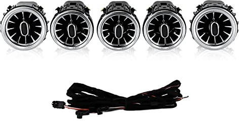 Qiilu Turbo Air Vent, 5 Stück 3 Farben Front LED Turbine Air Vent Umgebungslicht Kit Ersatz für C GLC-Klasse W205 X253 2015-2018