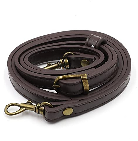 Verstellbarer Schulterriemen für Taschen,PU Leder 105-120cm Taschengurt mit Karabiner 1.2cm Breit Schultergurt Tragegurt Umhängegurt für Handtaschen für Damen Herren DIY Zubehör,Dunkelbraun