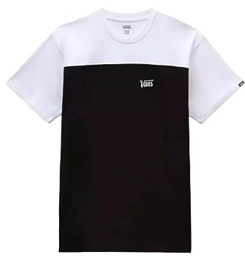 Vans Script Crew Block SS T-Shirt, Noir/Blanc, L Homme