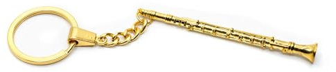 Miniblings Klarinette Musik gold + Pappbox Musik Instrument Musiker Musikerin Konzert Dirigent Solistin - Handmade Modeschmuck I Anhänger Schlüsselring Schlüsselband Keyring