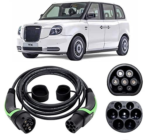 EV Power 10M - LEVC TX Electric Taxi Charging Cable - Type 2 to Type 2 Charging Cable – 32amp 3 Phase (22kw) for LEVC TX Electric Taxi - Type 2 Plug for EV Charging Station – Single Phase
