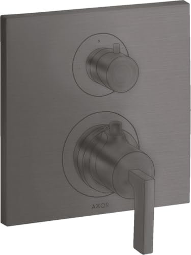 hansgrohe AXOR Citterio Thermostat Unterputz mit Absperrventil, Hebelgriffe,1 Verbraucher, 39700340, Farbe: Brushed Black Chrome