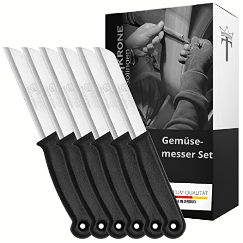 Schwertkrone 6 cuchillo para pelar cuchillos de cocina largos y afilados para fruta Made in Germany Solingen con hoja de acero inoxidable afilada y precisa de 8,5 cm y protector de hoja