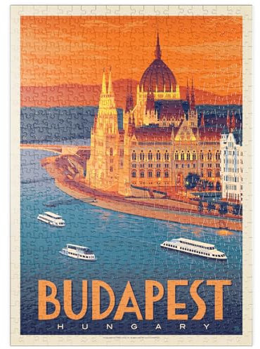 MyPuzzle Hungary: Budapest, Vintage Poster - Premium 500 Teile Puzzle - MyPuzzle Sonderkollektion von Anderson Design Group
